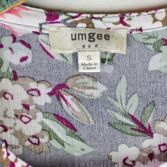 Umgee USA Women's Sleeveless Floral Crepe Keyhole Pleated Front Tent Dress, Sz S - Picture 5 of 8